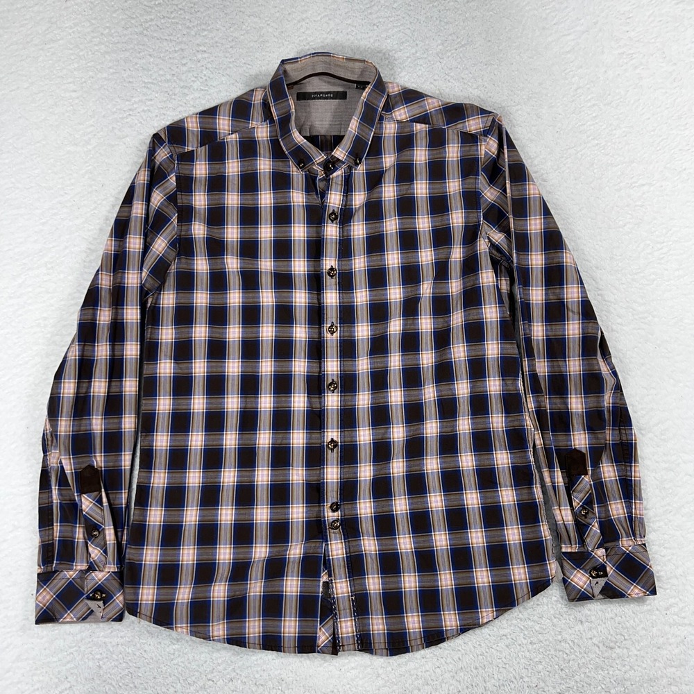 7 Diamonds Shirt Mens Medium Casual Button Up Multicolor Plaid Long Sleeve